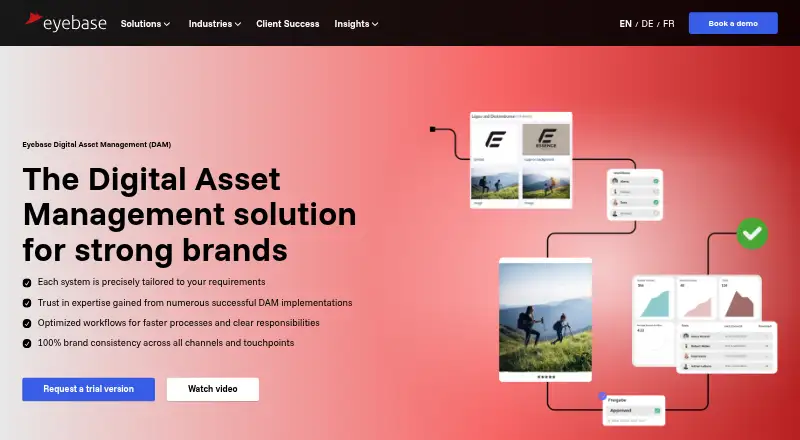 The eyebase DAM homepage