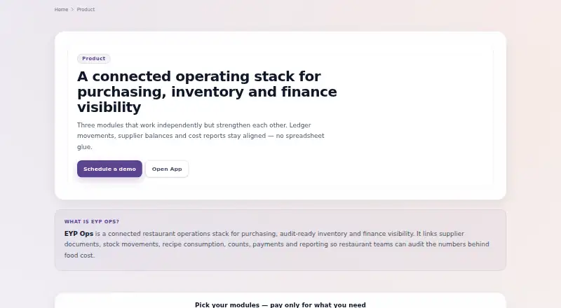 The EYP Ops homepage