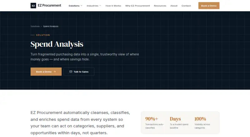 The EZ Procurement Spend Analysis homepage