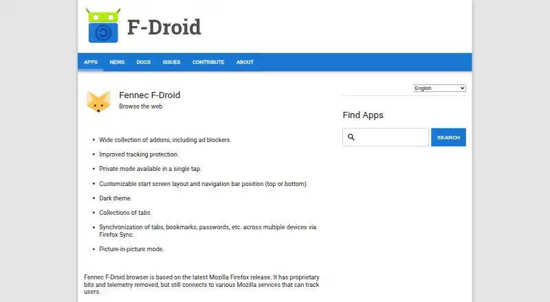 The Fennec F-Droid homepage