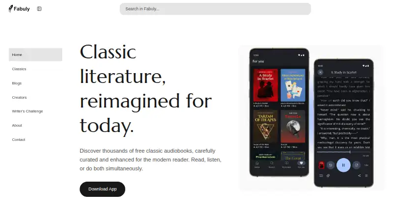 The Fabuly homepage