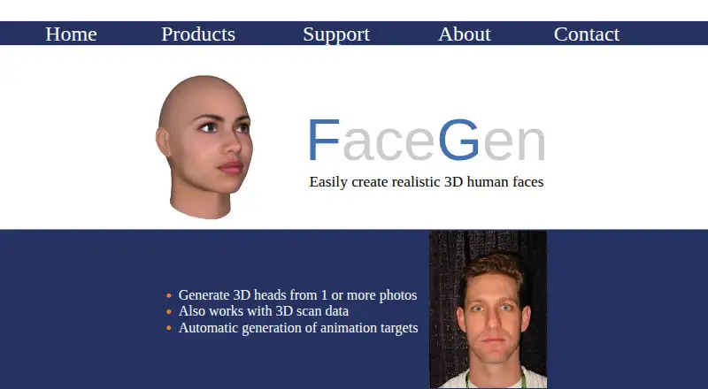 The FaceGen homepage