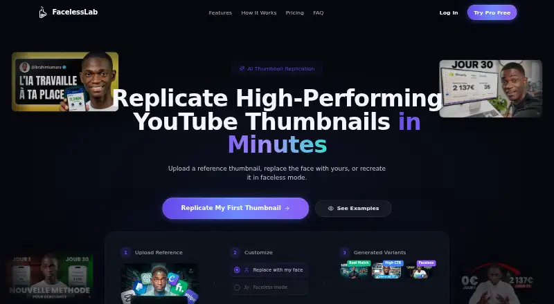 The FacelessLab homepage