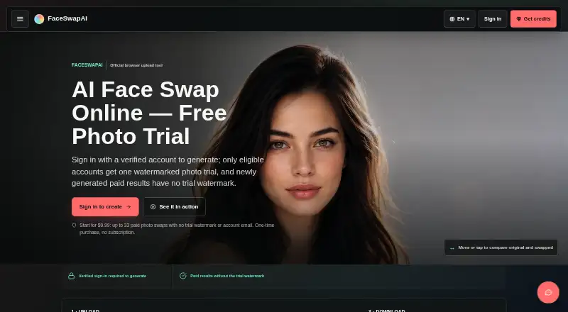 The FaceSwapAI homepage