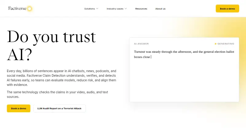The Factiverse AI homepage