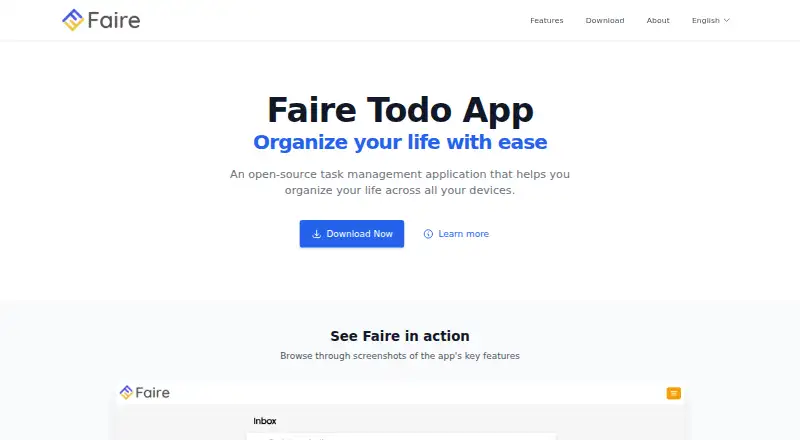The Faire Todo homepage