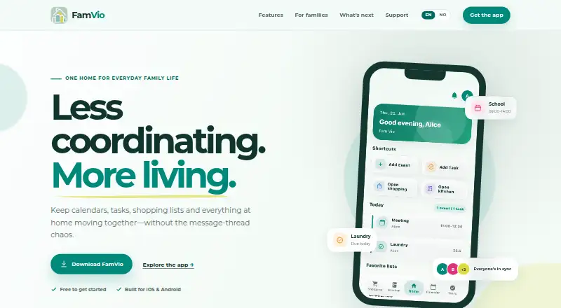 The FamVio homepage