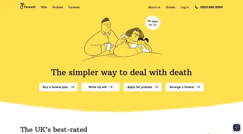 The Farewill homepage