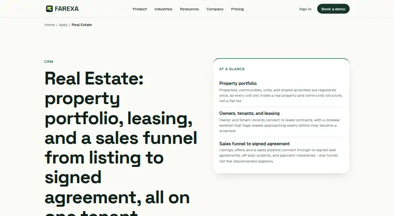 The Farexa Real Estate homepage