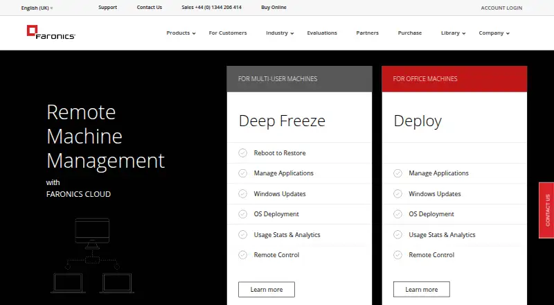 The Faronics Remote Control homepage