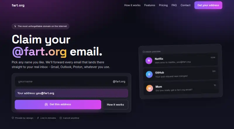 The Fart.org homepage