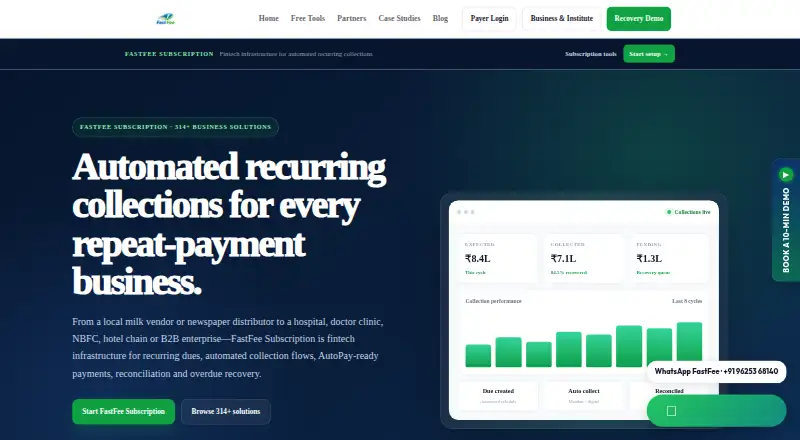 The FastFee Subscription homepage