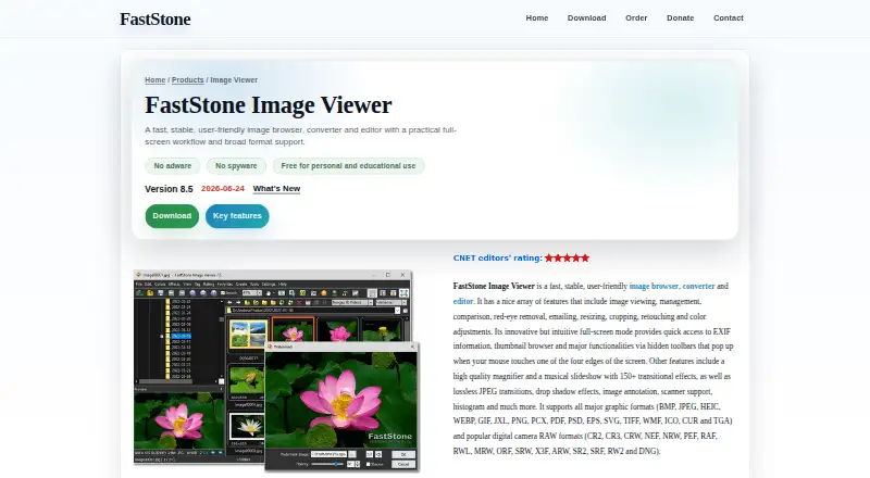 The FastStone Image Viewer homepage