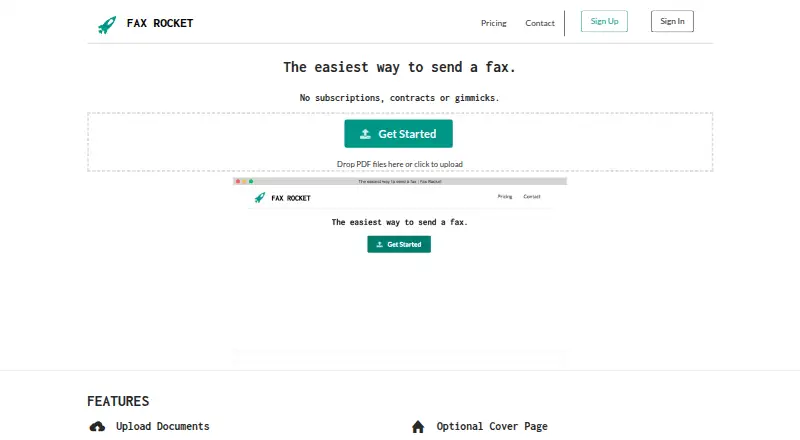 The Fax Rocket homepage