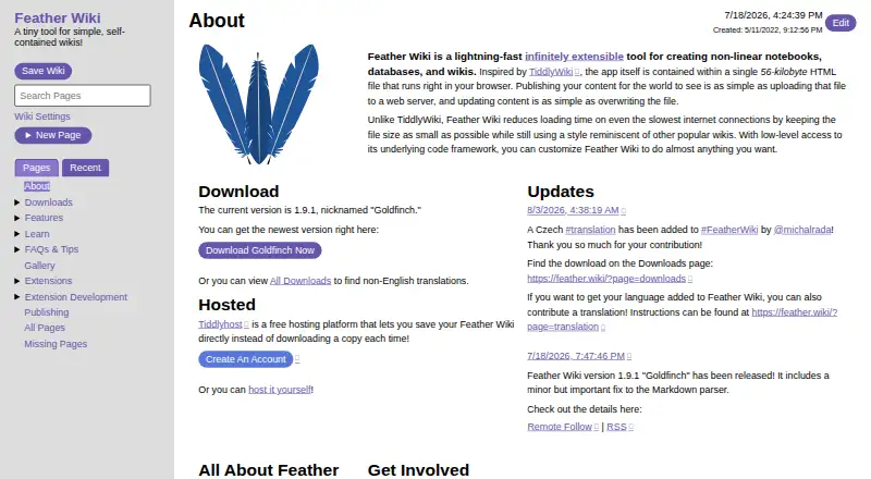 The Feather Wiki homepage