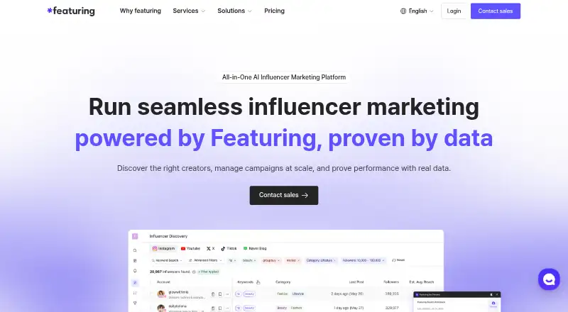 The Featuring homepage