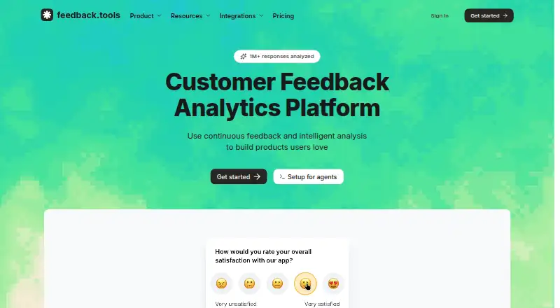 The feedback.tools homepage