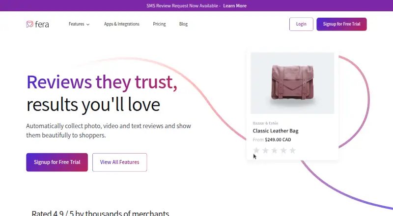 The Fera homepage
