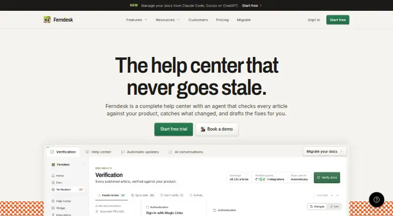 The Ferndesk homepage
