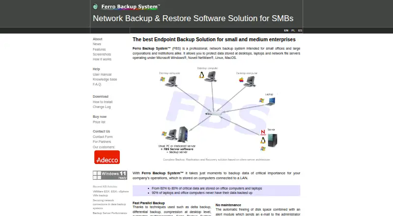 The Ferro Backup System homepage