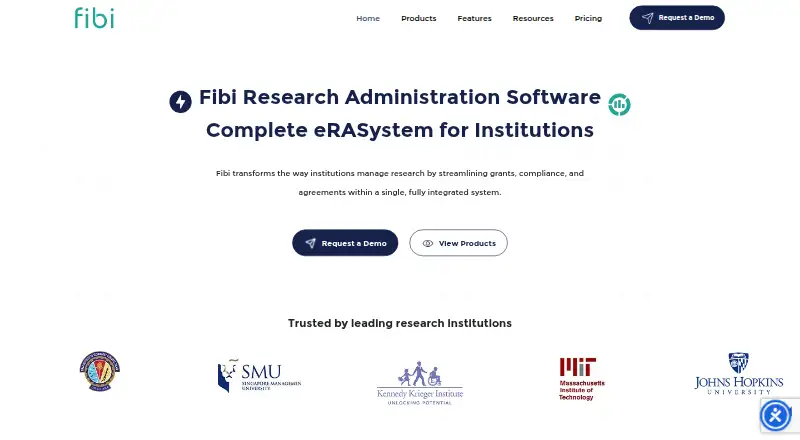 The Fibi Research Administration Software homepage