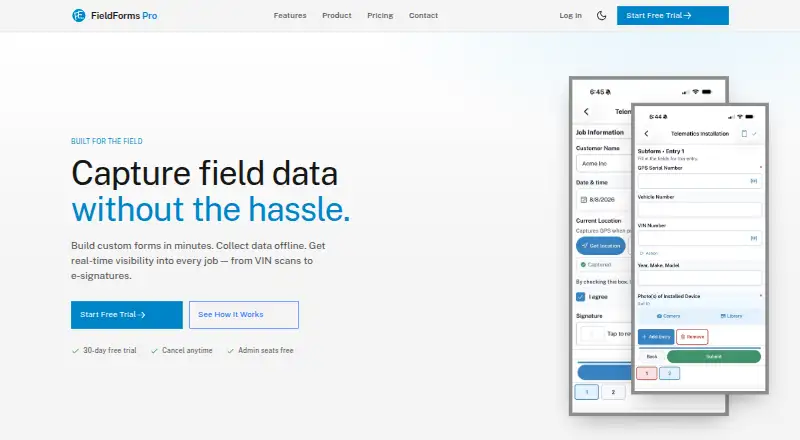 The FieldForms Pro homepage