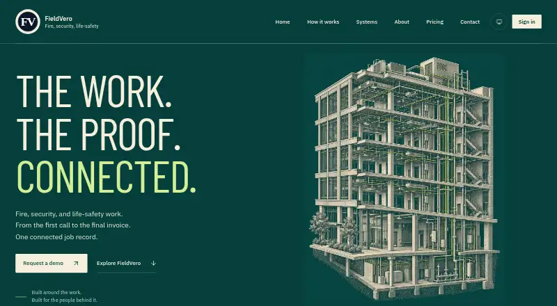 The FieldVero homepage