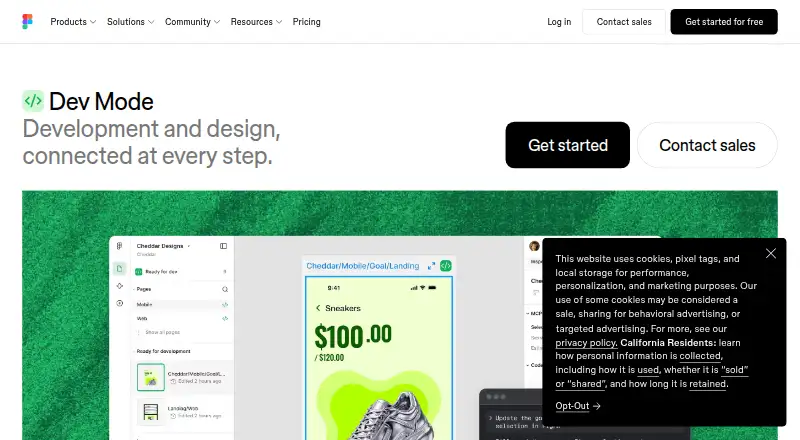The Figma Dev Mode homepage