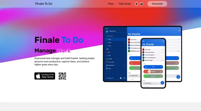 The Finale To Do homepage