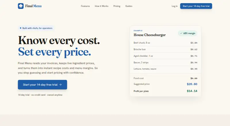 The Final Menu homepage