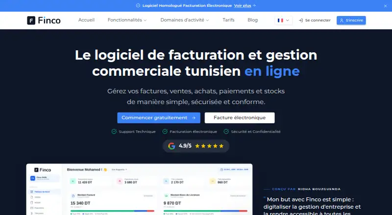 The Finco homepage