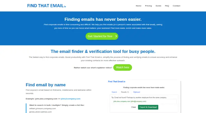 The FindThat.Email homepage