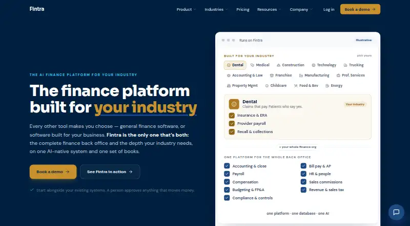 The Fintra homepage
