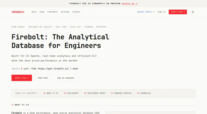 The Firebolt homepage