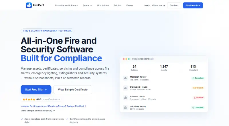 The FireCert homepage