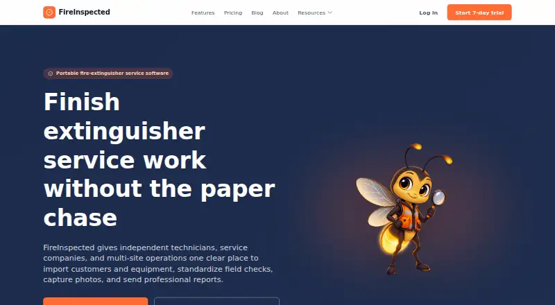The FireInspected homepage