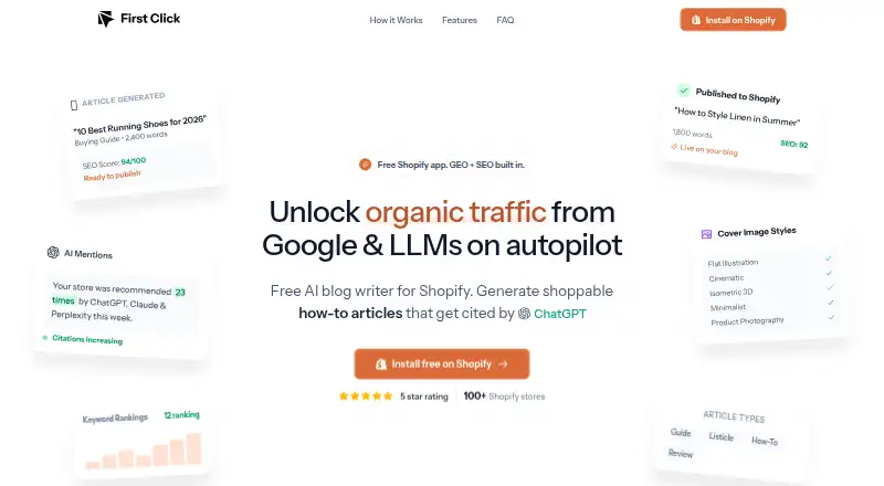 The FirstClick homepage