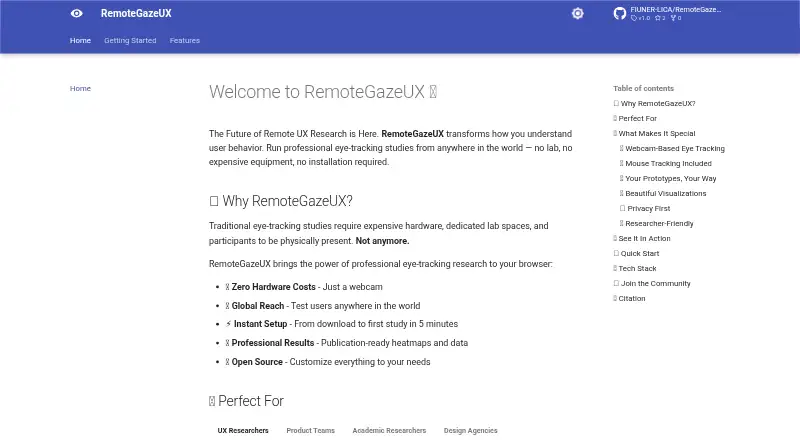 The RemoteGazeUX homepage