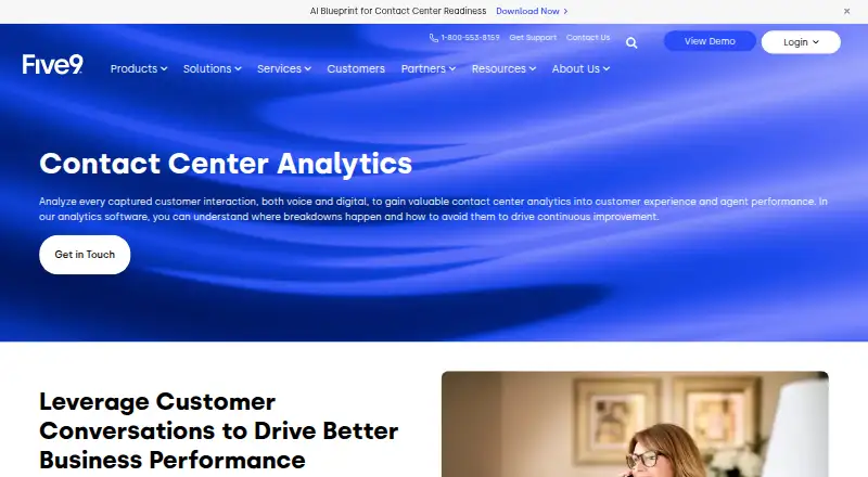 The Five9 Interaction Analytics homepage