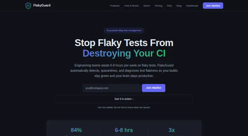 The FlakyGuard homepage
