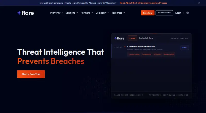 The Flare homepage