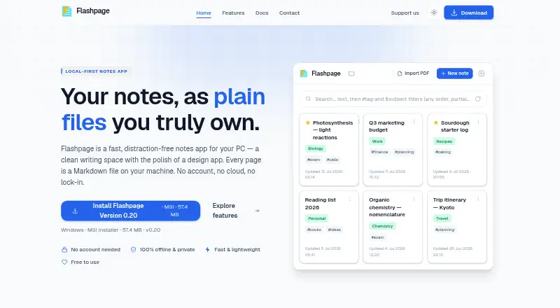 The Flashpage homepage