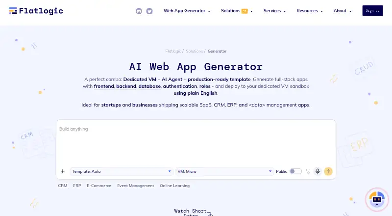 The Flatlogic Web App Generator homepage