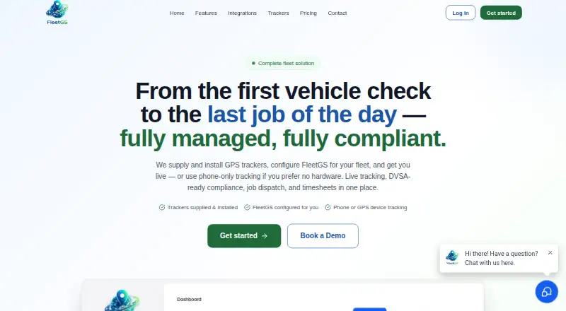 The FleetGS homepage