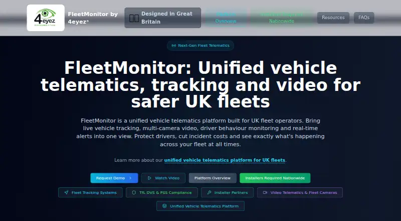 The 4eyez FleetMonitor homepage