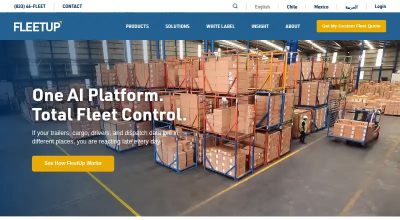 The FleetUp ELD homepage