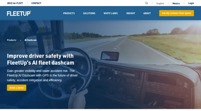The FleetUp AI Dashcam homepage