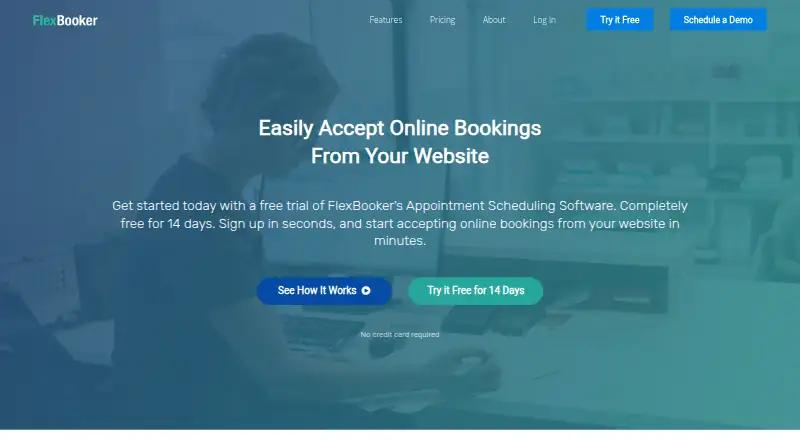 The FlexBooker homepage