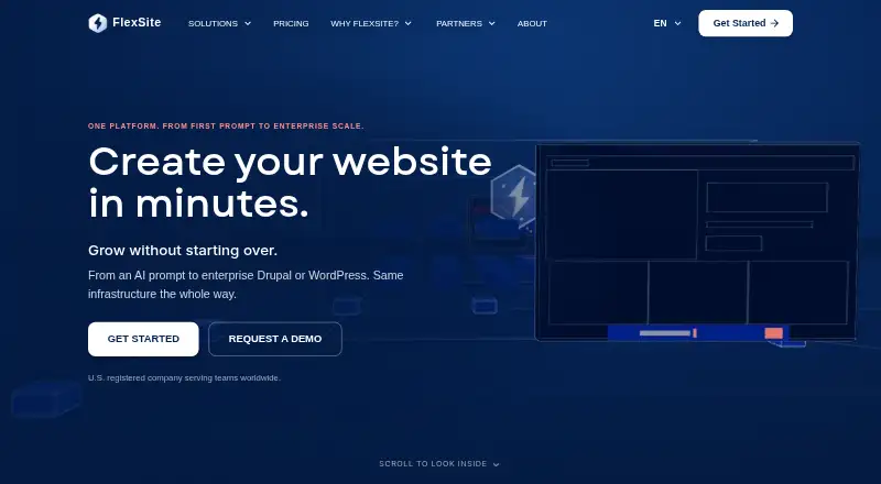 The FlexSite homepage