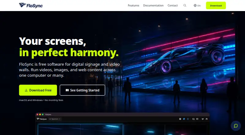The FloSync homepage